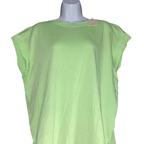 A New Day Womens Lime Green Loose-Fit T-Shirt Cap Sleeves Lightweight Size Large - Picture 2 of 9